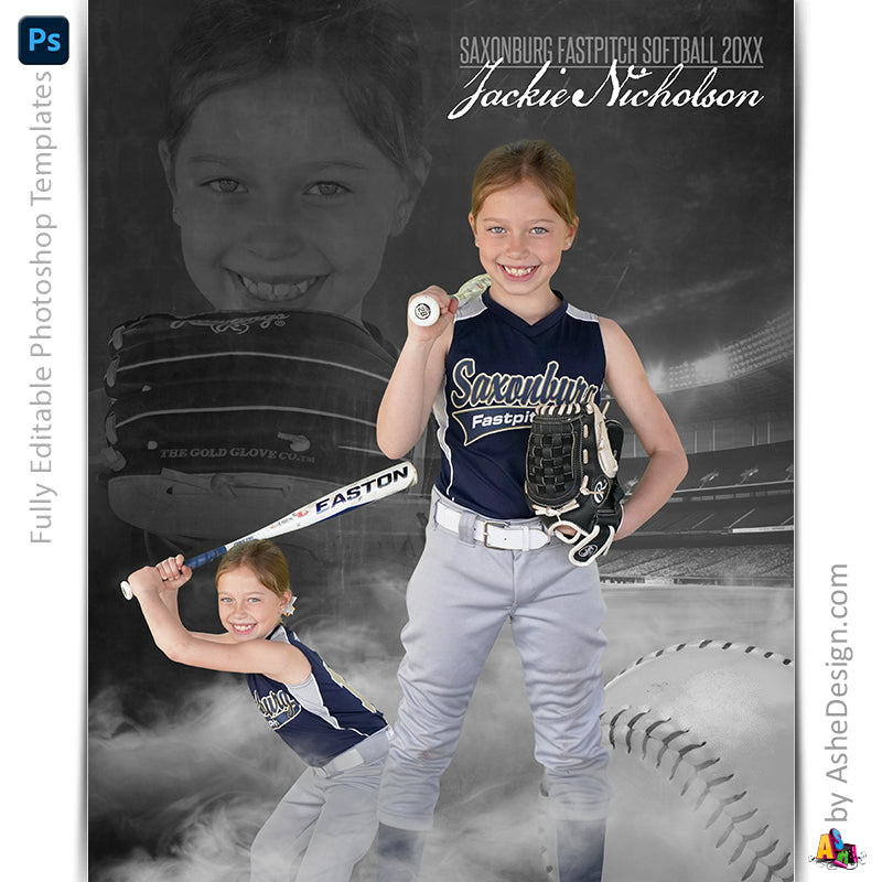 Amped Effects - Dream Weaver Softball Poster Template For Photoshop
