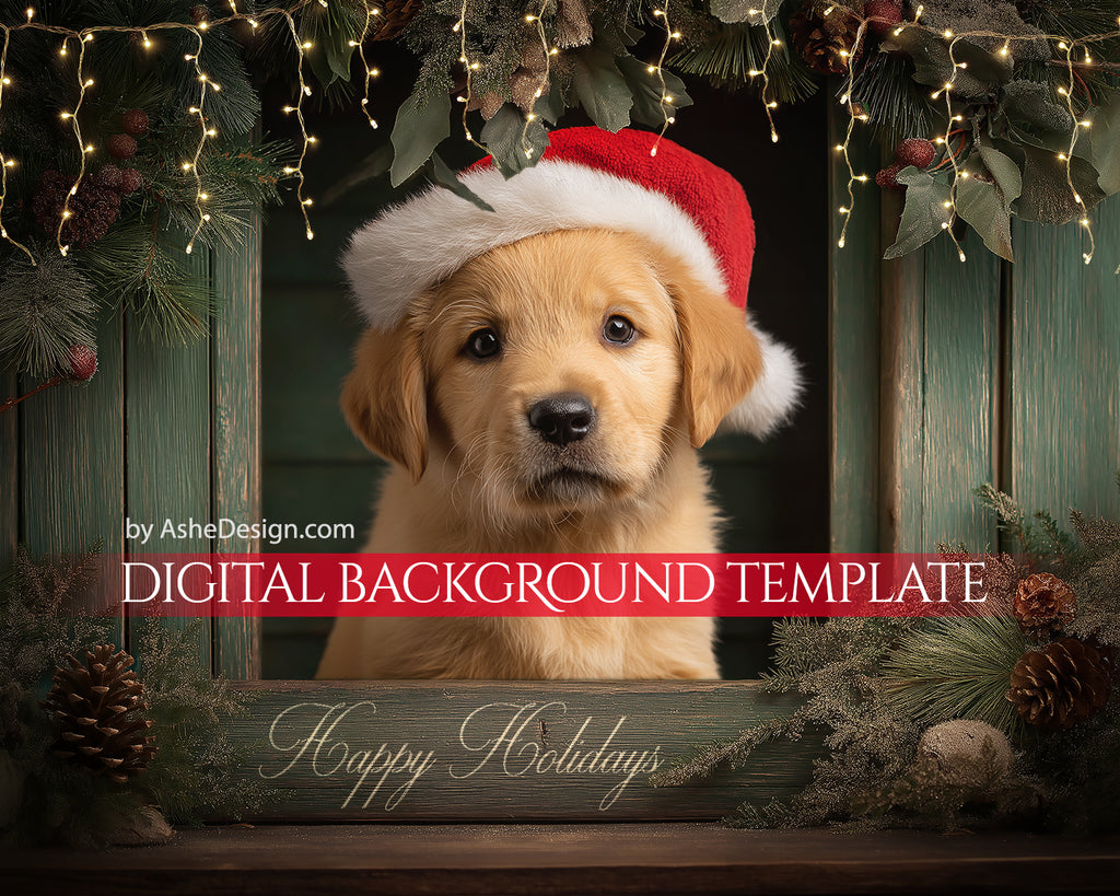 Digital Backdrop Set - Rustic Christmas Window