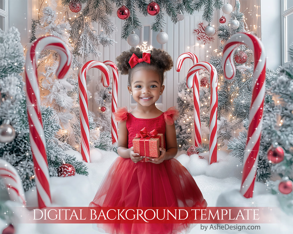 Digital Backdrop Set - Candy Cane Door