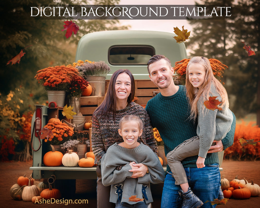 Digitally Mastered Photography Backdrops - Vintage Fall Truck