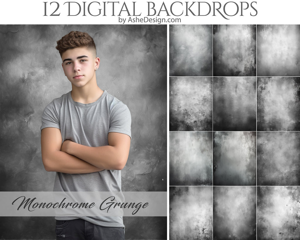 Fine Art Digital Photography Backdrops - Monochrome Grunge