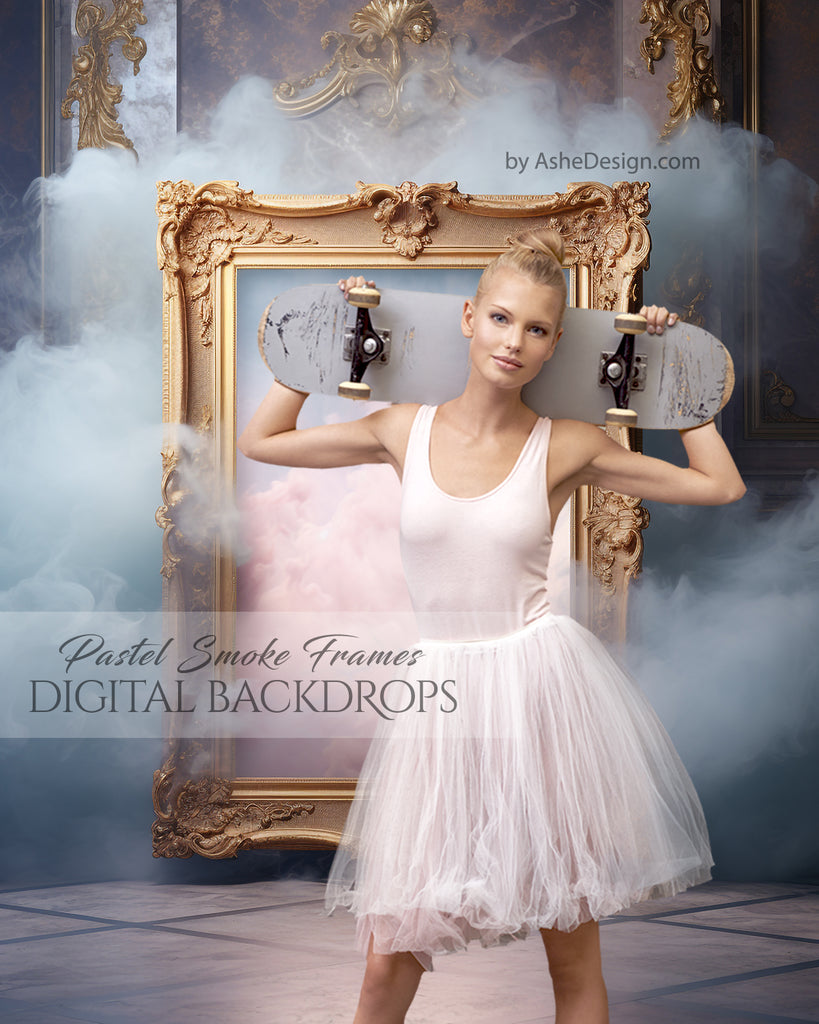 Digital Photography Backdrops - Pastel Smoke Frames