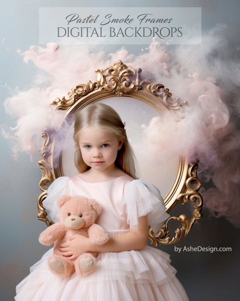 Digital Photography Backdrops - Pastel Smoke Frames
