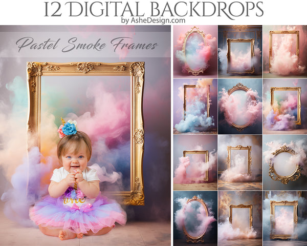 Digital Photography Backdrops - Pastel Smoke Frames