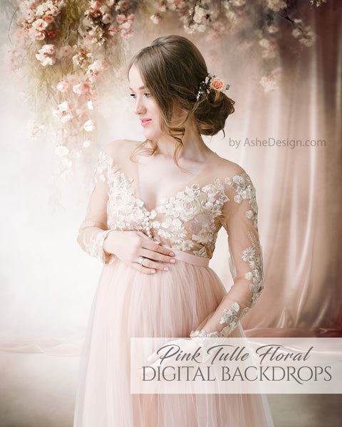 Photography backdrop, Digital overlays, Digital backgrounds, Photoshop overlays, photography overlays, Fine art backdrops, Tulle backdrops, Maternity backdrops, Backdrop Overlays, Tulle Floral, tulle overlays, Texture overlays, for photographers, Studio backdrop overlays, Flowing Tulle