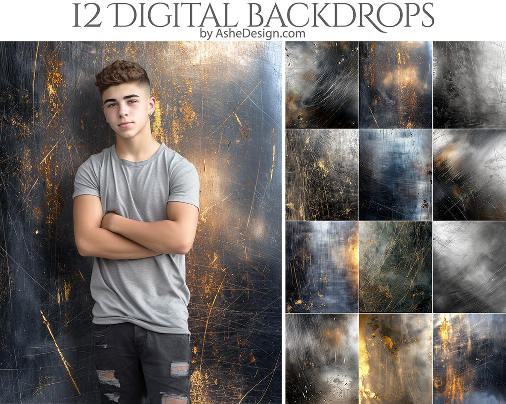 Digital Photography Backdrops - Scratched Metal