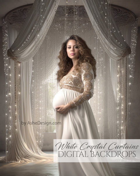 White Crystal Curtains Digital Photography Backdrops