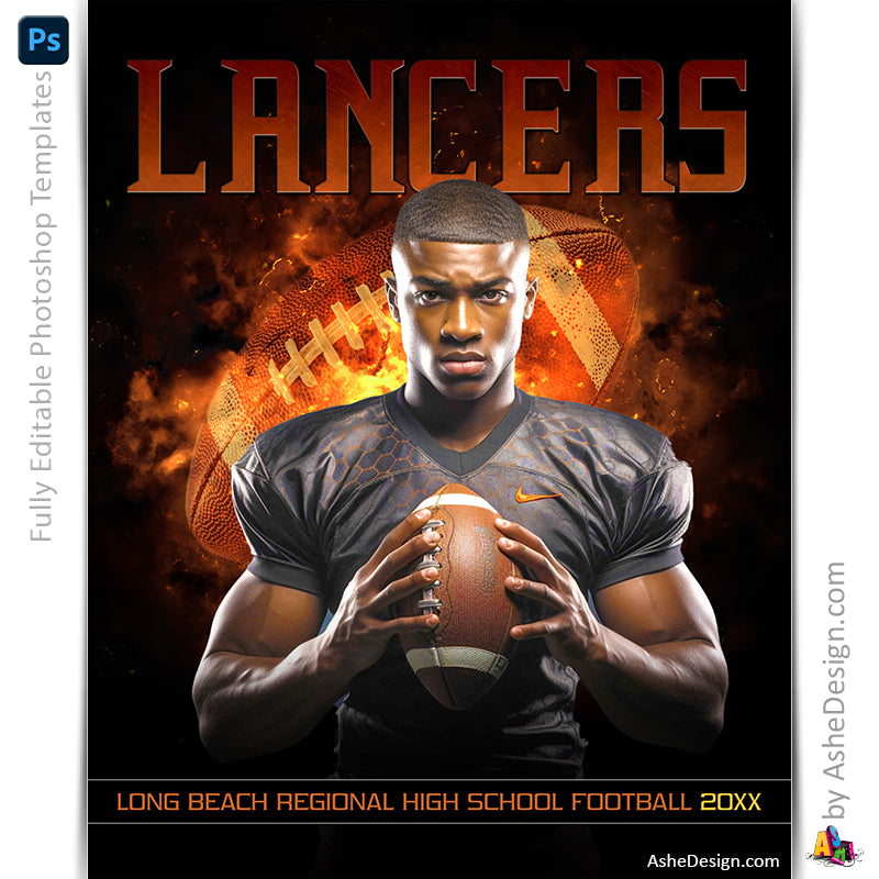 Amped Effects - Backdraft Football Poster Template For Photoshop