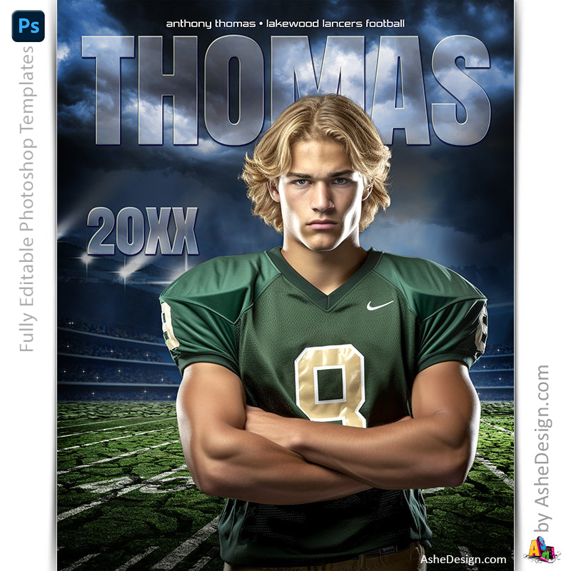 Sports Poster, Photoshop Template, Digital Background, Custom Banner, Senior Night Banner, Football Poster, Football Banner, Football Template, Football Background, Football Backdrop, Football Digital, Football Mom Gift, Homecoming Poster