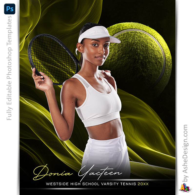 Amped Effects - Color Wave Tennis Poster Template For Photoshop