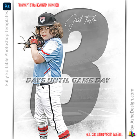 Amped Effects - Countdown Baseball Sports Poster Template For Photoshop
