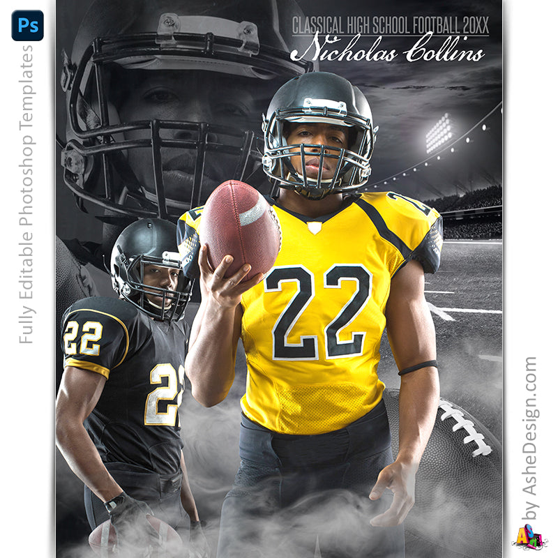 Sports Poster, Photoshop Template, Digital Background, Custom Banner, Senior Night Banner, Football Poster, Football Banner, Football Template, Football Background, Football Backdrop, Football Digital, Football Mom Gift, Homecoming Poster