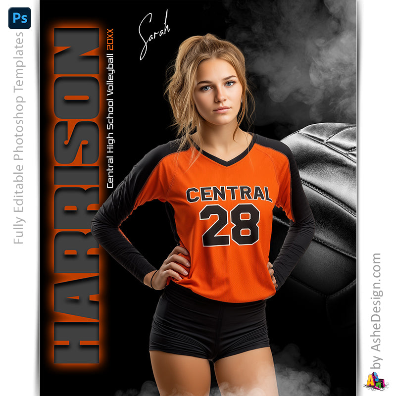 Amped Effects - From The Shadows Volleyball Poster Template For Photoshop