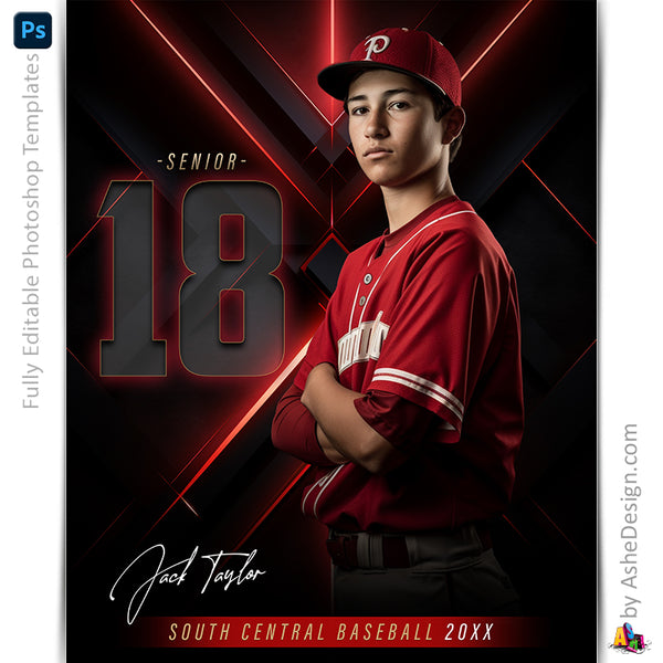 Amped Effects - Glowing Lines Multi-Sport Poster Template For Photoshop