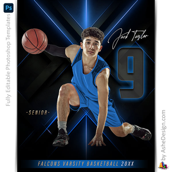 Amped Effects - Glowing Lines Multi-Sport Poster Template For Photoshop