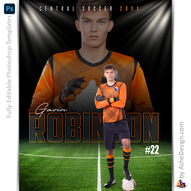 Amped Effects - In The Spotlight Soccer Poster Template For Photoshop