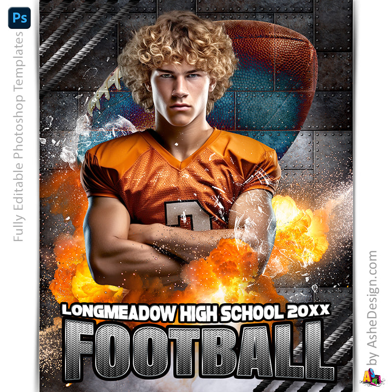 Sports Poster, Photoshop Template, Digital Background, Custom Banner, Senior Night Banner, Football Poster, Football Banner, Football Template, Football Background, Football Backdrop, Football Digital, Football Mom Gift, Homecoming Poster