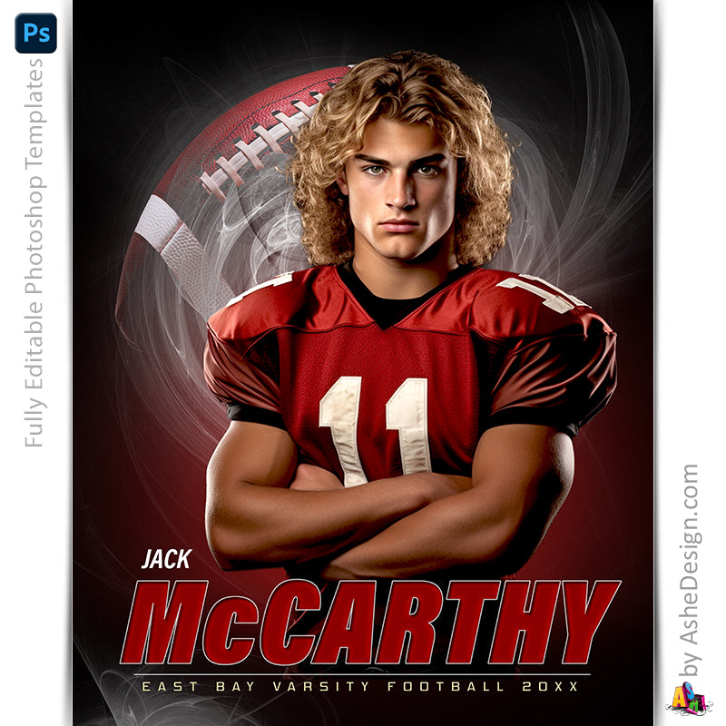 Amped Effects - Mystic Swirl Football Poster Template For Photoshop