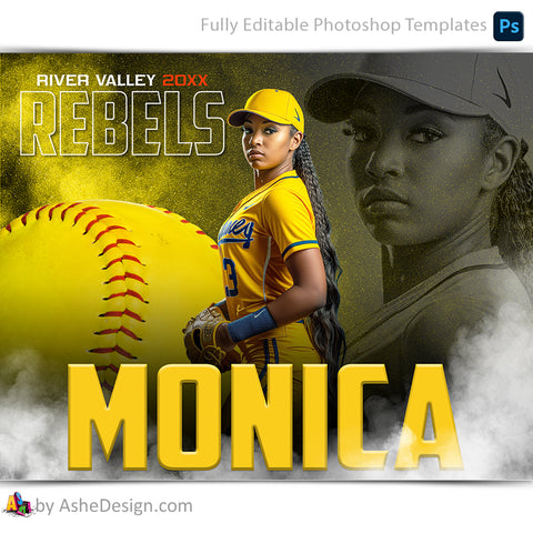 Amped Effects - Nitro Fusion Softball Poster Template For Photoshop