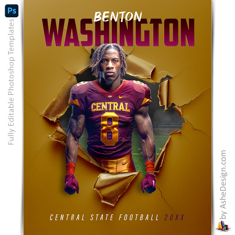 Amped Effects - Ripping Through Football Poster Template For Photoshop