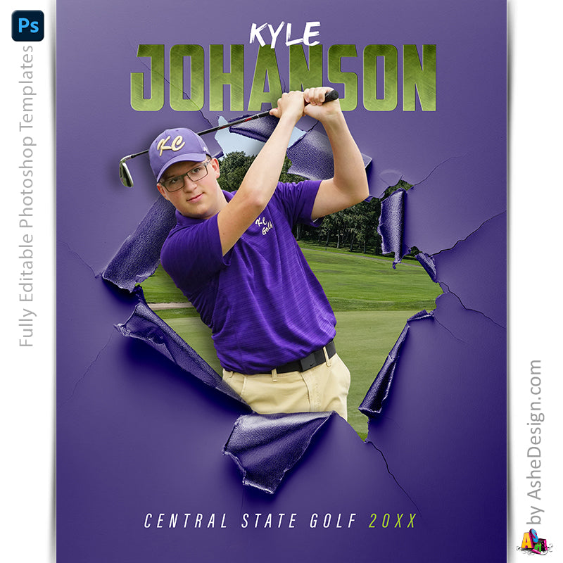 Amped Effects - Ripping Through Golf Poster Template For Photoshop