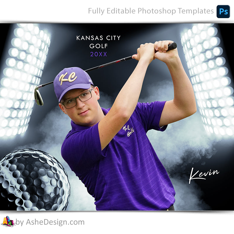 Amped Effects - Smokey Lights Golf Poster Template For Photoshop