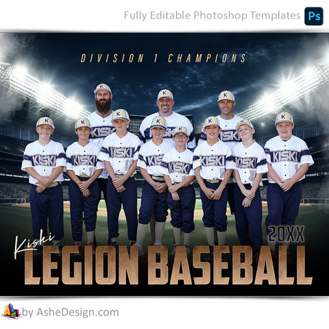 Amped Effects - Stadium Lights Baseball Team Poster Template For Photoshop