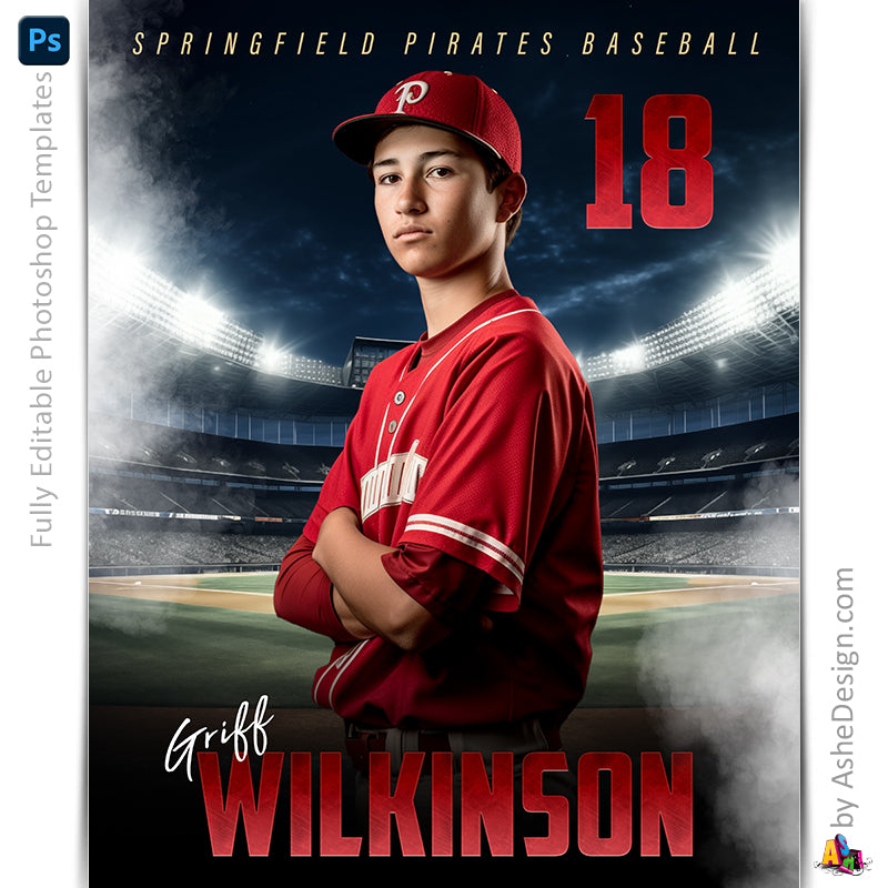 Amped Effects - Stadium Lights Baseball Poster Template For Photoshop