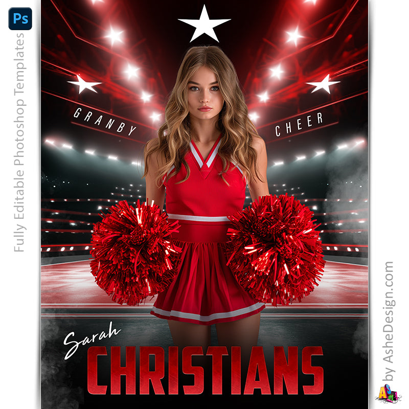 Amped Effects - Stadium Lights Cheer Poster Template For Photoshop