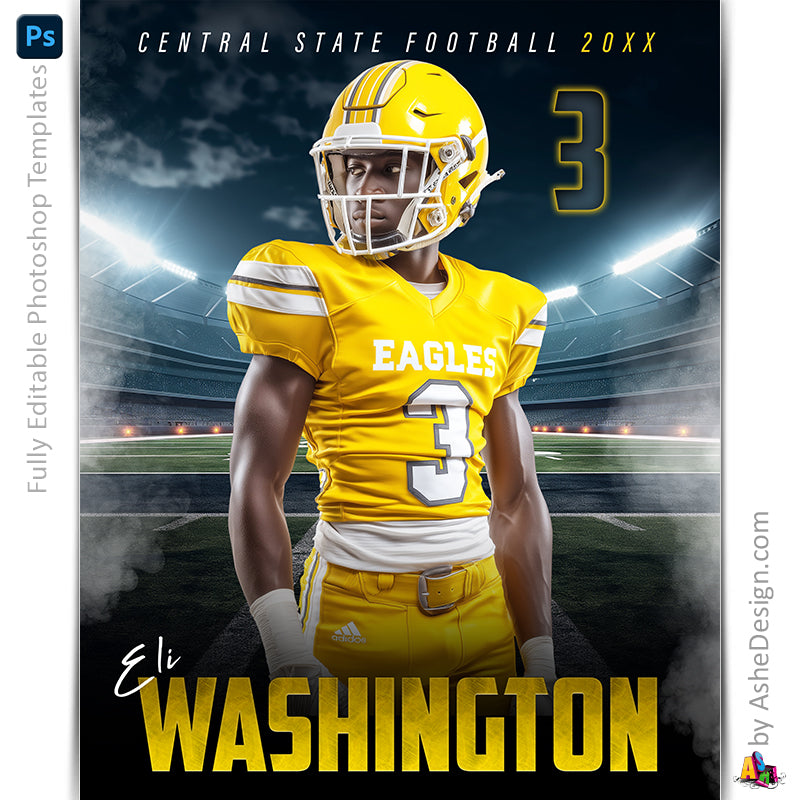 Amped Effects - Stadium Lights Football Poster Template For Photoshop
