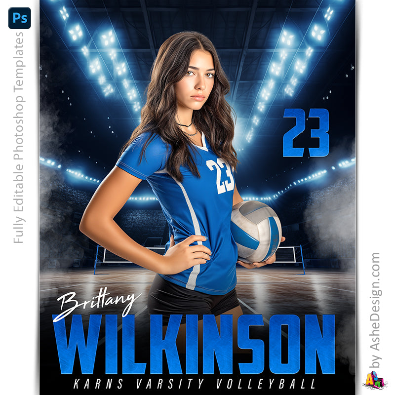 Amped Effects - Stadium Lights Volleyball Poster Template For Photoshop