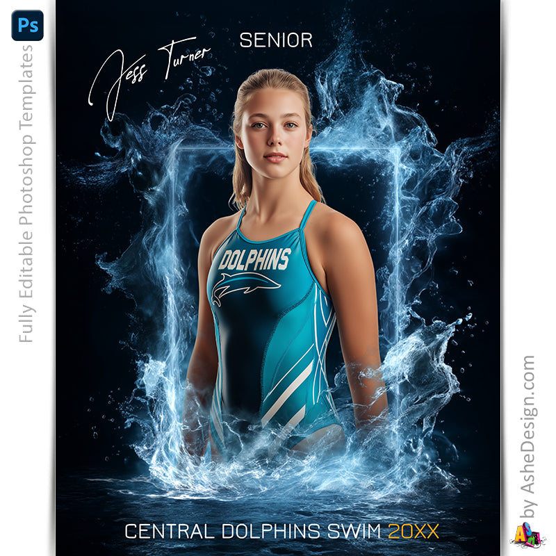 Amped Effects - Water Framed Sports Poster Template For Photoshop