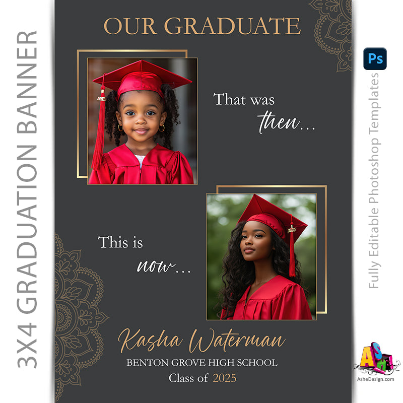 3x4 Graduation Banner - Gold Plated Grad