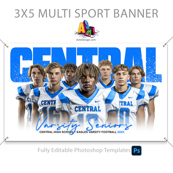 3'x5' Amped Sports Banner - Paint Splatter Sports Template For Photoshop
