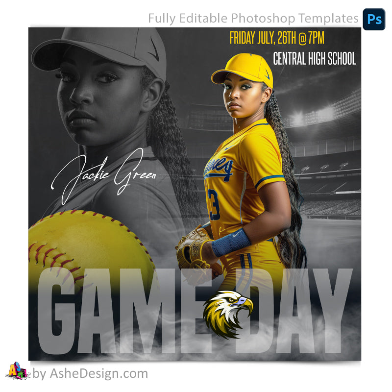 Game Day Social Media Template for Photoshop - Dream Weaver Softball
