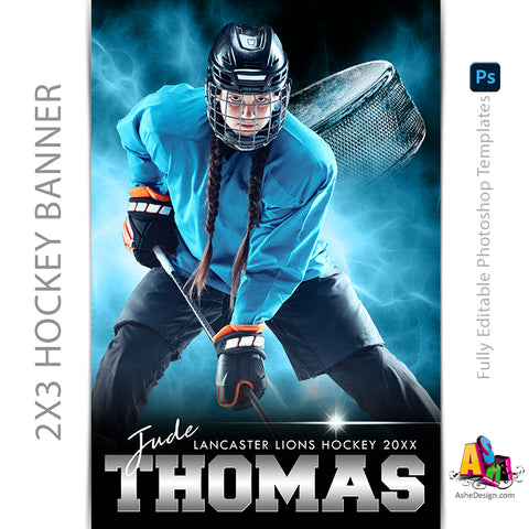 2x3 Amped Sports Banner - Electric Explosion Hockey