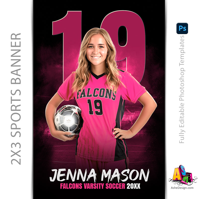 2x3 Amped Sports Banner - Blackout Soccer