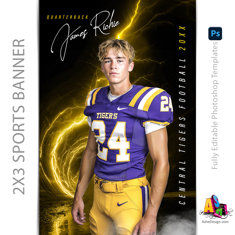 2x3 Amped Sports Banner - Lightning Tunnel