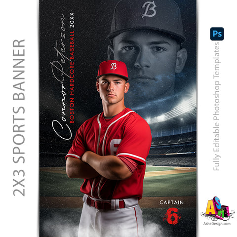 2x3 Amped Sports Banner - Reflection Baseball