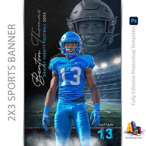 2'x3' Sports Banner - Reflection Football Template For Photoshop