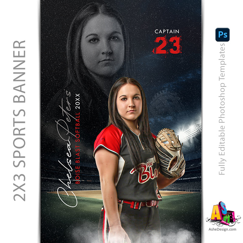 2x3 Amped Sports Banner - Reflection Softball