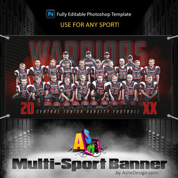 3x6 Multi-Sport Team Banner - The GOAT Sports Banner Template For Photoshop