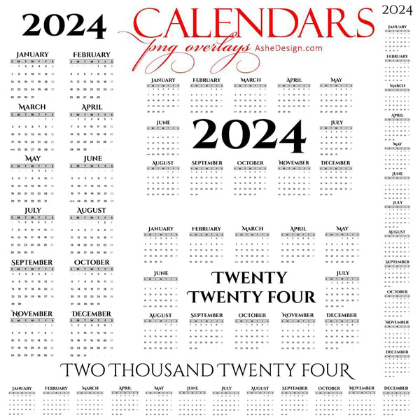 Designer Gems - 2024 Calendar Overlays - Serif