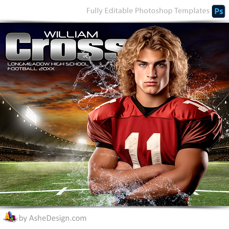 Sports Poster, Photoshop Template, Digital Background, Custom Banner, Senior Banner, Football Poster, Football Banner, Football Template, Football Background, Football Backdrop, Football Digital, Football Mom, Homecoming Poster