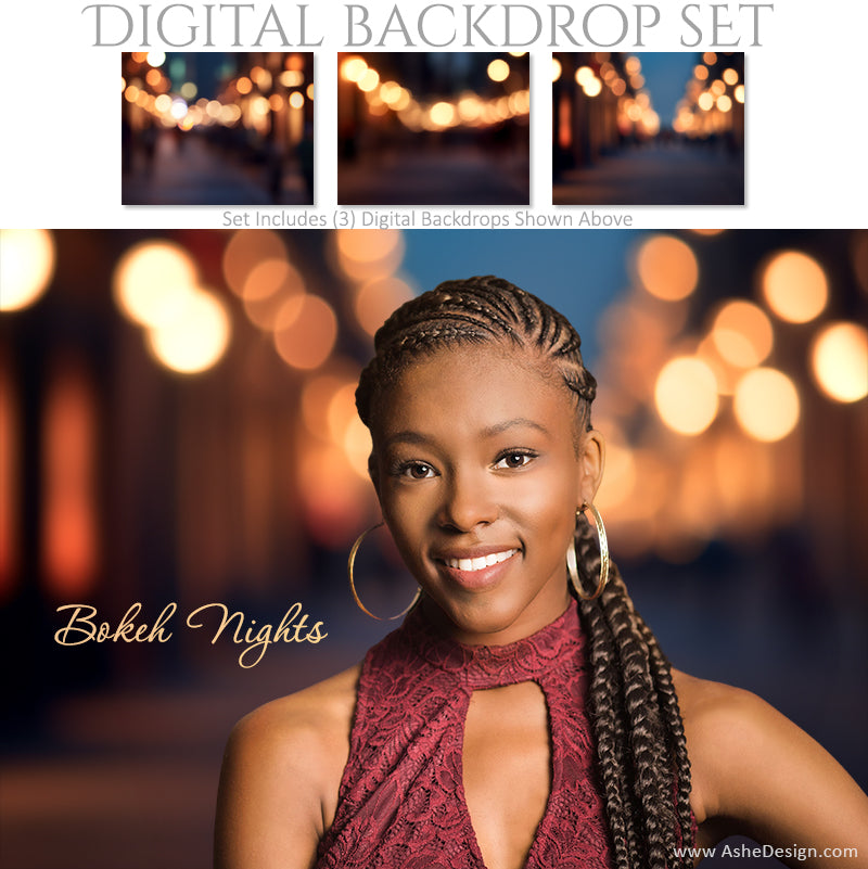 Digital Backdrop Set - Bokeh Nights