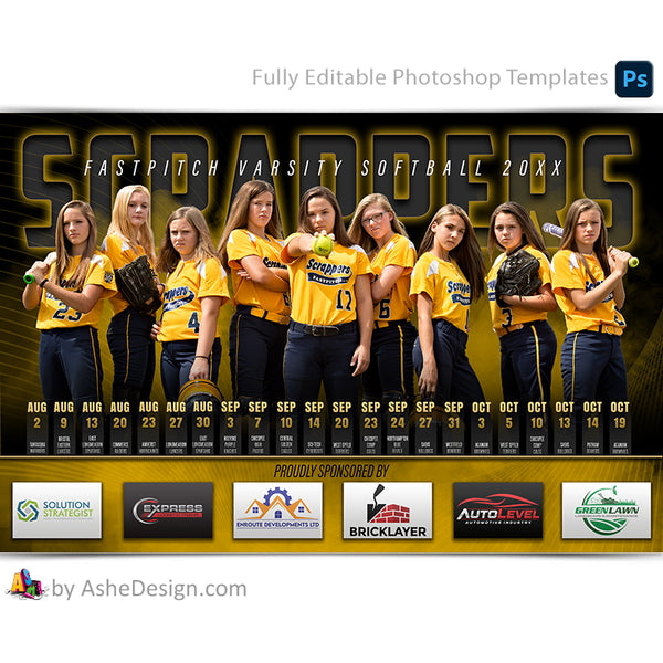 Sports Team Schedule Sponsor Poster - Multi-Sport Template For Photoshop - The GOAT