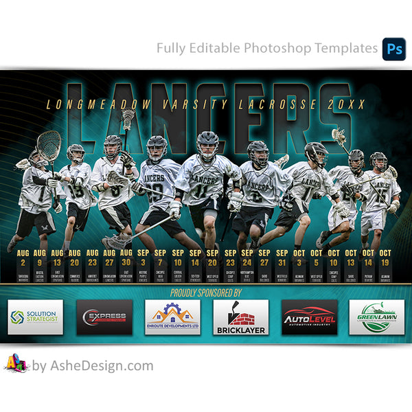 Sports Team Schedule Sponsor Poster - Multi-Sport Template For Photoshop - The GOAT