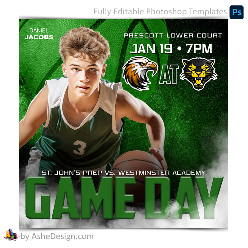 Game Day Social Media Template for Photoshop - Nitro Fusion Basketball