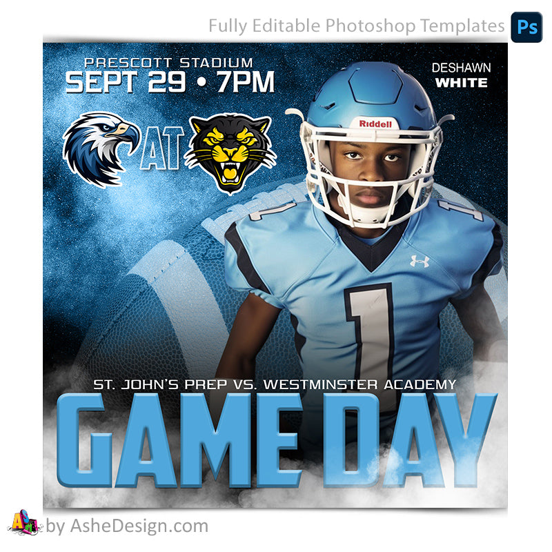 Game Day Social Media Template for Photoshop - Nitro Fusion Football