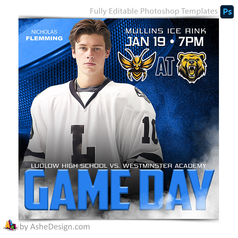 Game Day Social Media Template for Photoshop - Nitro Fusion Hockey